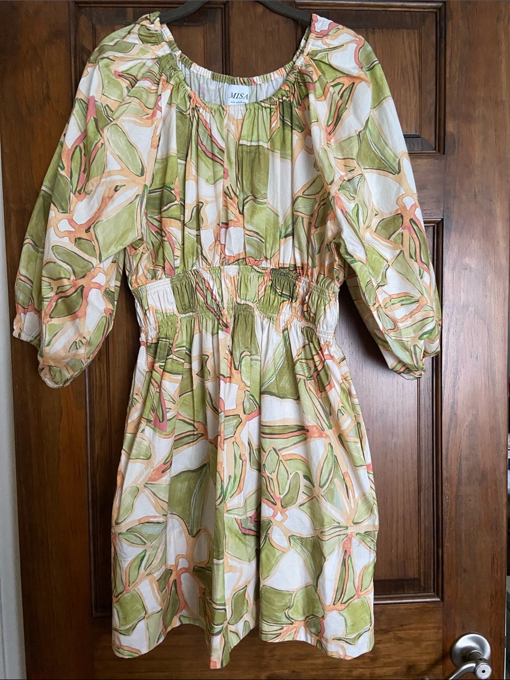 Misa Los Angeles Senia Dress, Green & Cream Floral Print. Brand New (Size LG) - Picture 1 of 7